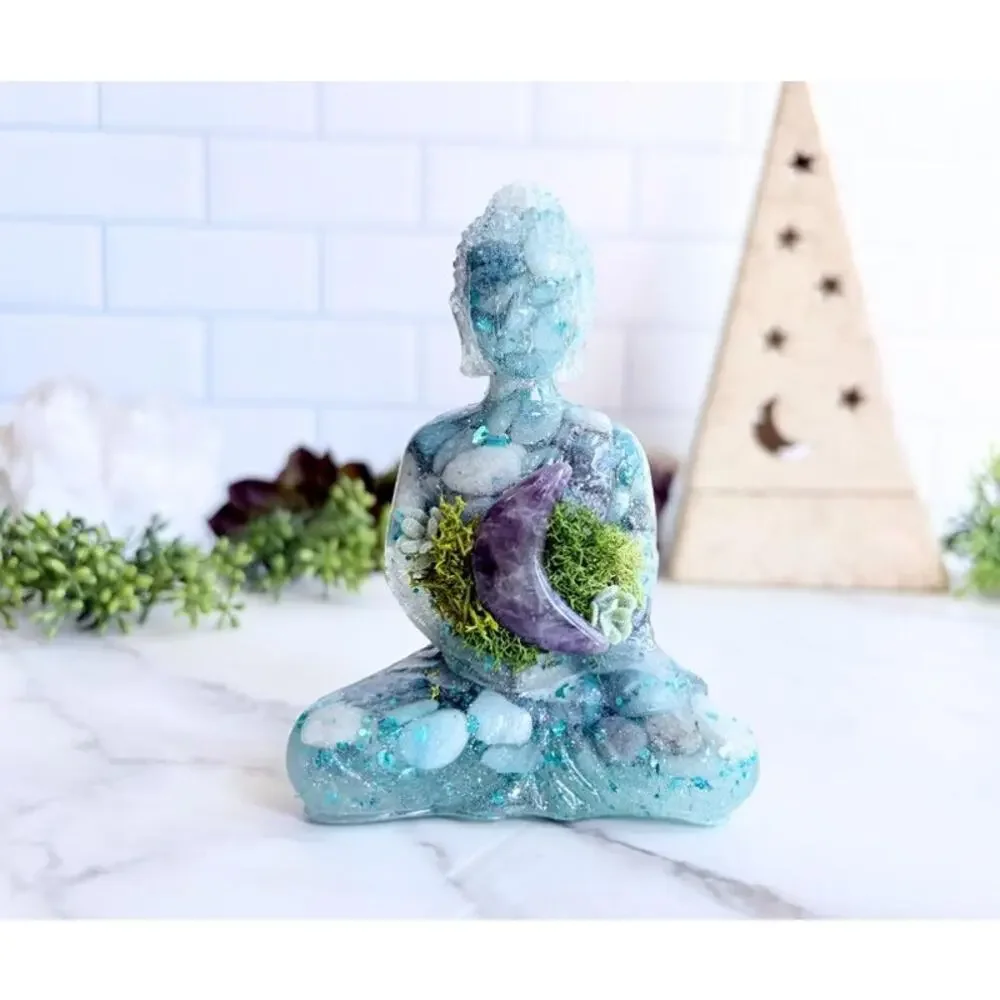 Trolleite Buddha Statue, Resin Crystal Figurine, Altar Decor, Spiritual Gift